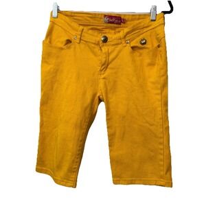 VTG Y2K 90s Apple Bottoms Jeans Womens Sz 9/10 Yellow Curvy Skinny Denim Hip Hop